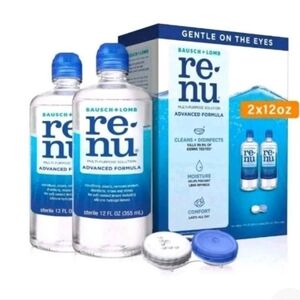 Renu Contact Multi-purpose Lens Solution Advanced Formula 2x 12oz +2 Lens Case